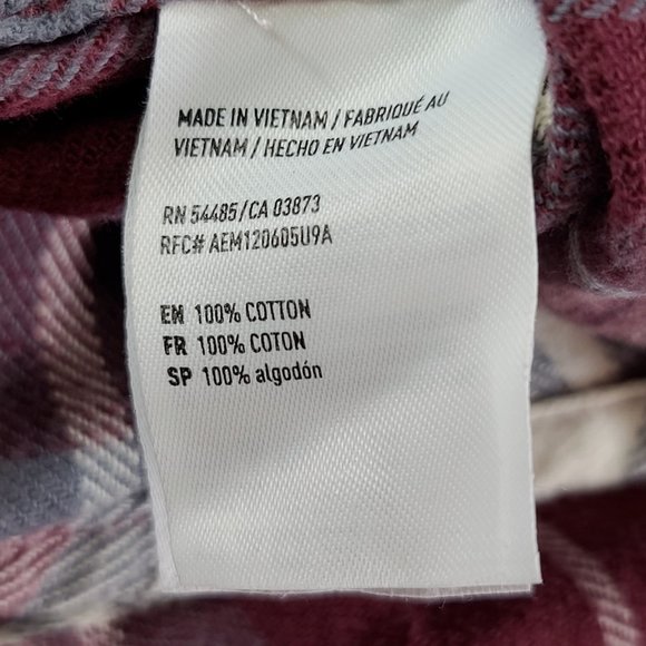 American Eagle Shirt Mens 2XL XXL Red Gray Plaid Flannel Button Up Long Sleeve - Picture 4 of 9